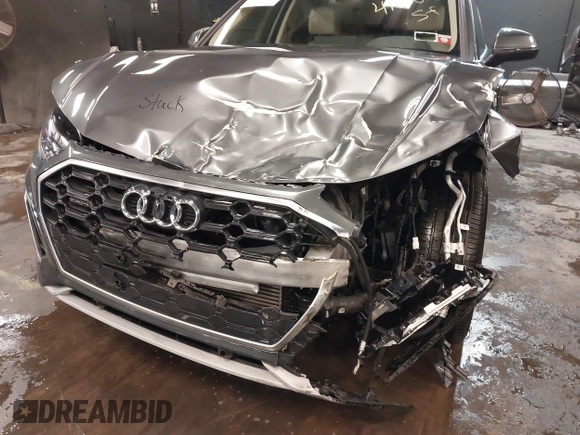 2022 Audi Q5 S line Premium with VIN WA1GAAFY8N2081365, listed as a IAAI auction lot 41630360 with 21,134 mi miles and . Bid and sale history available at DreamBid. Image 6.