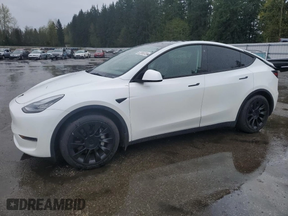 2021 Tesla Model Y Long Range with VIN 5YJYGAEE2MF115988, listed as a Copart auction lot 52206535 with 53,911 mi miles and Salvage Title. Bid and sale history available at DreamBid. Image 1.