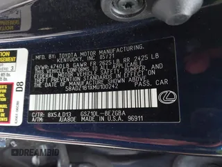 2021 Lexus ES with VIN 58ADZ1B1XMU100242, listed as a IAAI auction lot 41971747 with 27,965 mi miles. Bid and sale history available at carsss.com. Image 9.