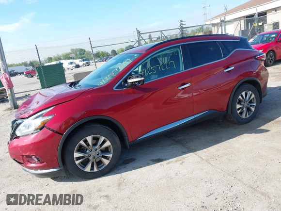 2015 Nissan Murano S z VIN 5N1AZ2MHXFN244039, wystawiony jako IAAI lot #42257227 z przebiegiem 122 038 mil mil oraz . Historia ofert i sprzedaży dostępna na DreamBid. Obrazek 2.