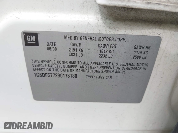 2009 Cadillac CTS RWD with VIN 1G6DF577290173180, listed as a IAAI auction lot 42376810 with 135,111 mi miles and . Bid and sale history available at DreamBid. Image 9.