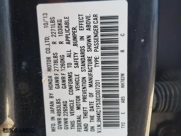 2014 Acura RLX Tech Pkg with VIN JH4KC1F53EC007201, listed as a Copart auction lot 43024825 with 146,936 mi miles and Clean Title. Bid and sale history available at carsss.com. Image 12.