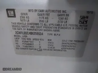 2011 Chevrolet Equinox LT w/1LT with VIN 2CNFLEEC4B6258934, listed as a IAAI auction lot 41417929 with 164,672 mi miles. Bid and sale history available at carsss.com. Image 9.