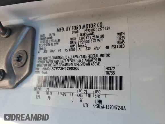 2017 Ford Transit Connect XLT с VIN NM0LS7F73H1298308, выставлен на аукционе Copart как лот 51832655 с пробегом 111 184 миль миль и Списание • Salvage title. История ставок и продаж доступна на DreamBid. Изображение 13.