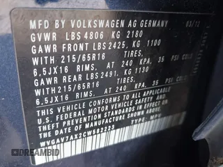 2012 Volkswagen Tiguan SE с VIN WVGAV7AX2CW582223, выставлен на аукционе IAAI как лот 42681171 с пробегом 129 117 миль миль и . История ставок и продаж доступна на DreamBid. Изображение 9.
