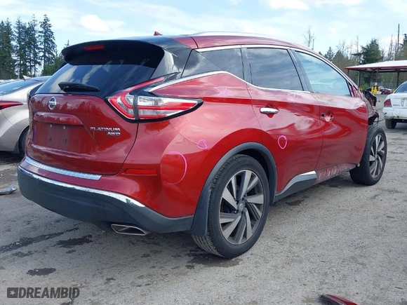 2015 Nissan Murano SV with VIN 5N1AZ2MH1FN254216, listed as a IAAI auction lot 41989152 with 142,378 mi miles. Bid and sale history available at carsss.com. Image 4.