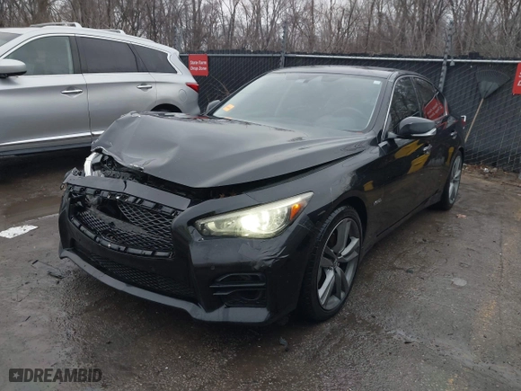 2014 Infiniti Q50 Hybrid Premium with VIN JN1AV7AR0EM702835, listed as a IAAI auction lot 41201936 with 284,428 mi miles. Bid and sale history available at carsss.com. Image 17.