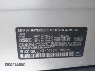 2019 BMW X5 xDrive40i с VIN 5UXCR6C50KLL02174, выставлен на аукционе IAAI как лот 42543971 с пробегом 126 989 миль миль и . История ставок и продаж доступна на DreamBid. Изображение 9.
