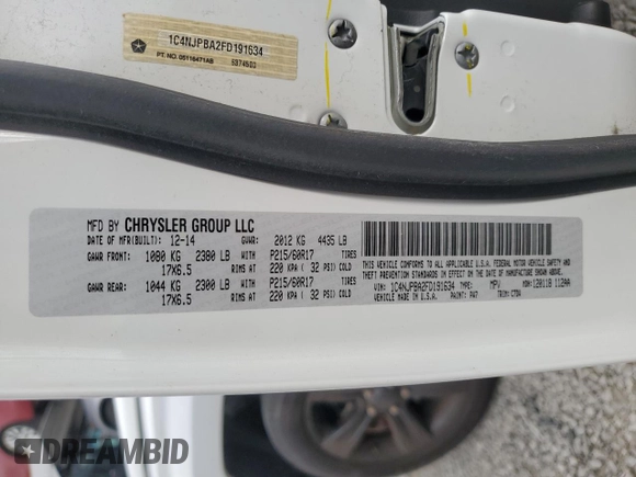 2015 Jeep Patriot Altitude Edition with VIN 1C4NJPBA2FD191634, listed as a Copart auction lot 51487325 with 79,061 mi miles and Salvage Title. Bid and sale history available at carsss.com. Image 13.