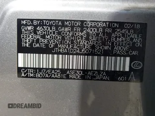 2018 Lexus IS 300 with VIN JTHBA1D24J5071521, listed as a IAAI auction lot 42008745 with 114,743 mi miles and . Bid and sale history available at DreamBid. Image 9.