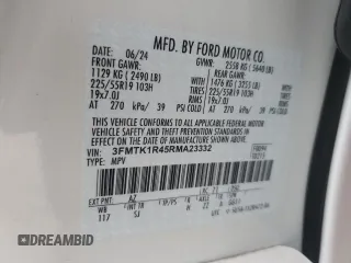 2024 Ford Mustang Mach-E Select z VIN 3FMTK1R45RMA23332, wystawiony jako Copart lot #62420565 z przebiegiem 17 275 mil mil oraz Szkoda całkowita • Salvage title. Historia ofert i sprzedaży dostępna na DreamBid. Obrazek 13.