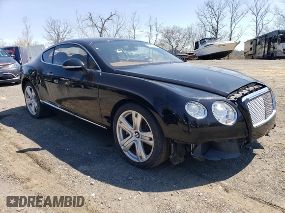 2012 Bentley Continental GT with VIN SCBFR7ZA3CC072773, listed as a Copart auction lot 53946565 with 26,275 mi miles and Salvage Title. Bid and sale history available at DreamBid. Image 4.