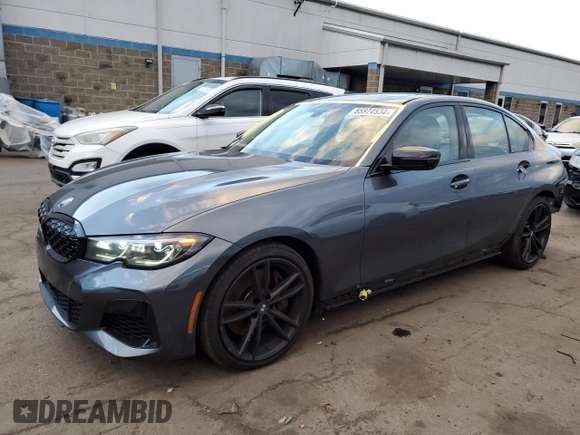 2022 BMW 3 Series M340i xDrive with VIN 3MW5U9J0XN8C56184, listed as a Copart auction lot 85974534 with 35,687 mi miles and Salvage Title. Bid and sale history available at carsss.com. Image 1.