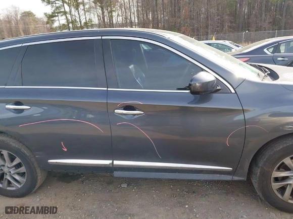 2013 Infiniti JX35 with VIN 5N1AL0MN1DC319201, listed as a IAAI auction lot 41718646 with 206,602 mi miles. Bid and sale history available at carsss.com. Image 14.
