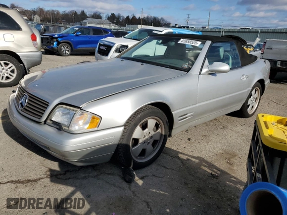 1999 Mercedes-Benz SL-Class with VIN WDBFA68F8XF175735, listed as a Copart auction lot 41658525 with 144,177 mi miles and Salvage Title. Bid and sale history available at carsss.com. Image 1.