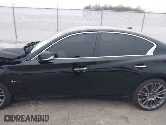 2018 Infiniti Q50 Red Sport 400 with VIN JN1FV7ARXJM480160, listed as a IAAI auction lot 41994848 with 71,346 mi miles and . Bid and sale history available at DreamBid. Image 14.