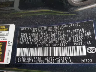 2012 Toyota Camry L with VIN 4T1BF1FK8CU145821, listed as a IAAI auction lot 42007078 with 77,607 mi miles. Bid and sale history available at carsss.com. Image 9.