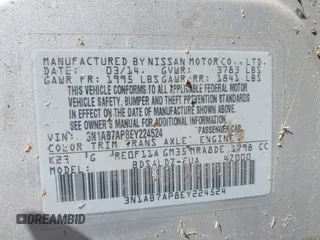 2014 Nissan Sentra SR with VIN 3N1AB7AP8EY224524, listed as a IAAI auction lot 42137672 with 103,934 mi miles and . Bid and sale history available at DreamBid. Image 9.
