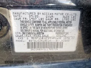2020 Nissan Versa S z VIN 3N1CN8DV1LL920734, wystawiony jako Copart lot #54471725 z przebiegiem 64 923 mil mil oraz Szkoda całkowita • Salvage title. Historia ofert i sprzedaży dostępna na DreamBid. Obrazek 13.