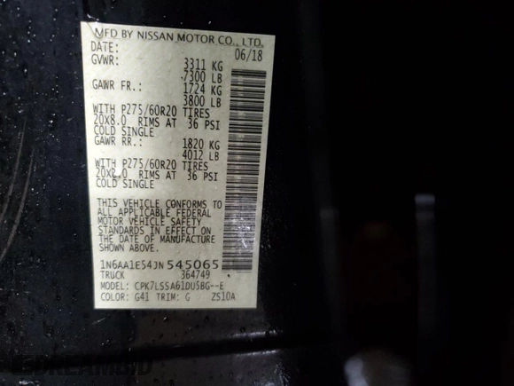 2018 Nissan Titan S with VIN 1N6AA1E54JN545065, listed as a Copart auction lot 50881645 with 28,892 mi miles and Salvage title. Bid and sale history available at DreamBid. Image 13.