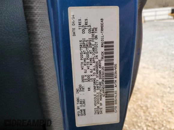 1994 Toyota Pickup DX z VIN 4TARN01P5RZ232120, wystawiony jako Copart lot #44245255 z przebiegiem 123 342 mil mil oraz Czysty tytuł • Clean title. Historia ofert i sprzedaży dostępna na DreamBid. Obrazek 12.
