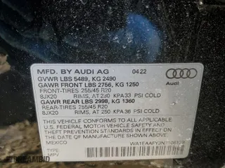 2022 Audi Q5 S line Premium Plus with VIN WA1EAAFY3N2106129, listed as a Copart auction lot 42691635 with 49,885 mi miles and Salvage Title. Bid and sale history available at carsss.com. Image 13.