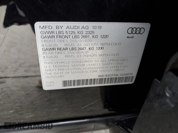 2020 Audi Q3 S line Premium Plus z VIN WA1EECF34L1028676, wystawiony jako Copart lot #65949965 z przebiegiem 80 838 mil mil oraz Czysty tytuł • Clean title. Historia ofert i sprzedaży dostępna na DreamBid. Obrazek 13.