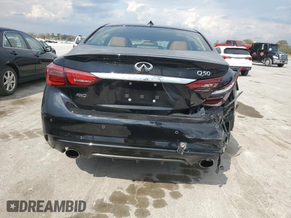 2024 Infiniti Q50 Luxe with VIN JN1EV7BR5RM630469, listed as a Copart auction lot 72450624 with 14,131 mi miles and Salvage Title. Bid and sale history available at DreamBid. Image 6.