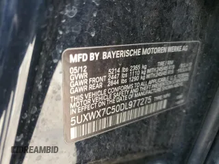 2013 BMW X3 xDrive35i with VIN 5UXWX7C50DL977275, listed as a Copart auction lot 46266915 with Not Provided miles and Salvage Title. Bid and sale history available at DreamBid. Image 15.