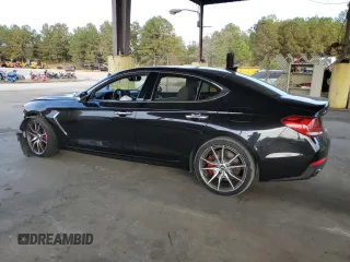 2019 Genesis G70 Advanced with VIN KMTG34LE9KU020958, listed as a Copart auction lot 78902674 with 104,144 mi miles and Salvage Title. Bid and sale history available at DreamBid. Image 2.