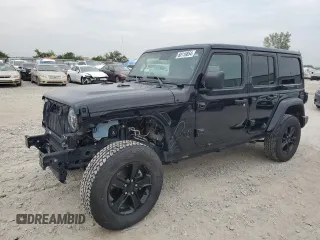 2021 Jeep Wrangler Unlimited Sahara Altitude с VIN 1C4HJXEGXMW671418, выставлен на аукционе Copart как лот 68116854 с пробегом 38 680 миль миль и Списание • Salvage title. История ставок и продаж доступна на DreamBid. Изображение 1.