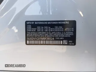 2021 BMW X4 xDrive30i z VIN 5UX2V1C01M9F26524, wystawiony jako IAAI lot #41805153 z przebiegiem 40 353 mil mil oraz . Historia ofert i sprzedaży dostępna na DreamBid. Obrazek 9.