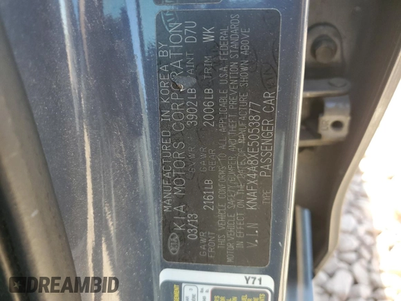 2014 Kia Forte EX with VIN KNAFX4A8XE5053877, listed as a Copart auction lot 45929855 with 134,142 mi miles and Salvage Title. Bid and sale history available at carsss.com. Image 14.