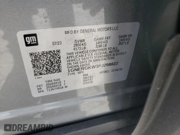 2023 Chevrolet Traverse LT Cloth z VIN 1GNERGKW3PJ298822, wystawiony jako Copart lot #61220925 z przebiegiem 19 663 mil mil oraz Szkoda całkowita • Salvage title. Historia ofert i sprzedaży dostępna na DreamBid. Obrazek 14.
