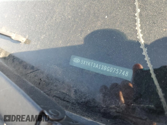 2011 Kia Sorento LX with VIN 5XYKT3A13BG075748, listed as a Copart auction lot 55957955 with Not Provided miles and Clean Title. Bid and sale history available at DreamBid. Image 12.