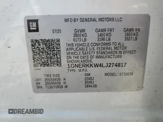 2020 Chevrolet Traverse Premier with VIN 1GNERKKW4LJ274817, listed as a Copart auction lot 54577265 with 83,921 mi miles and Salvage title. Bid and sale history available at DreamBid. Image 13.