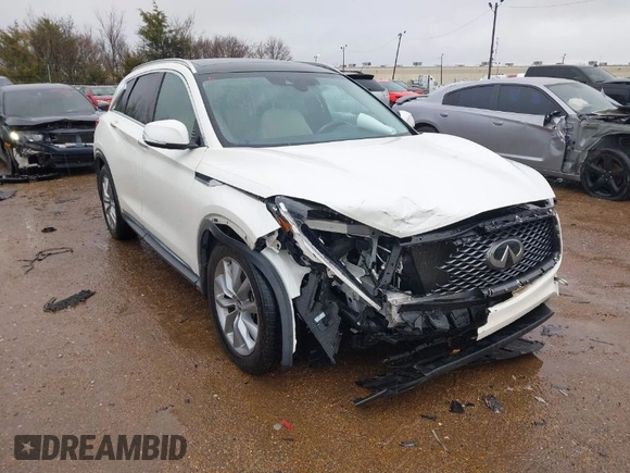 2019 Infiniti QX50 Essential with VIN 3PCAJ5M11KF143075, listed as a IAAI auction lot 41541430 with 68,774 mi miles and . Bid and sale history available at DreamBid. Image 1.