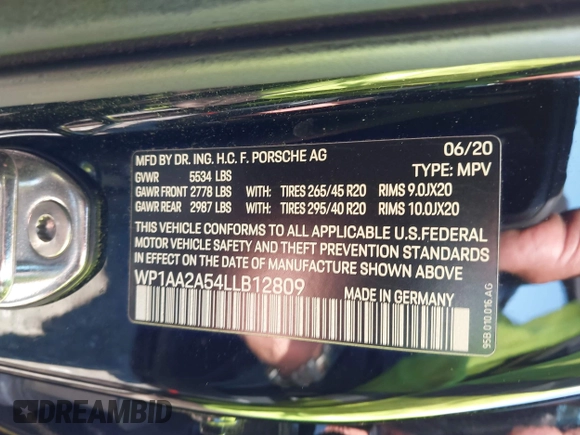 2020 Porsche Macan z VIN WP1AA2A54LLB12809, wystawiony jako IAAI lot #42189574 z przebiegiem 27 585 mil mil oraz . Historia ofert i sprzedaży dostępna na DreamBid. Obrazek 9.