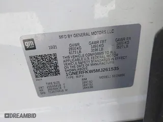2021 Chevrolet Traverse LS with VIN 1GNERFKW5MJ261535, listed as a IAAI auction lot 41595403 with 60,967 mi miles. Bid and sale history available at carsss.com. Image 9.