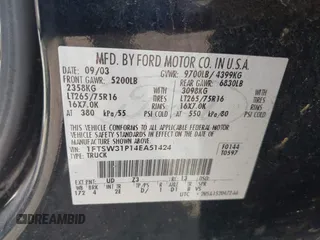2004 Ford F-350 XL с VIN 1FTSW31P14EA51424, выставлен на аукционе IAAI как лот 42070460 с пробегом Не указан миль и . История ставок и продаж доступна на DreamBid. Изображение 9.