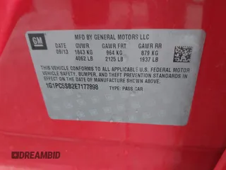2014 Chevrolet Cruze 1LT with VIN 1G1PC5SB2E7177898, listed as a IAAI auction lot 42643118 with 40,029 mi miles and . Bid and sale history available at DreamBid. Image 9.