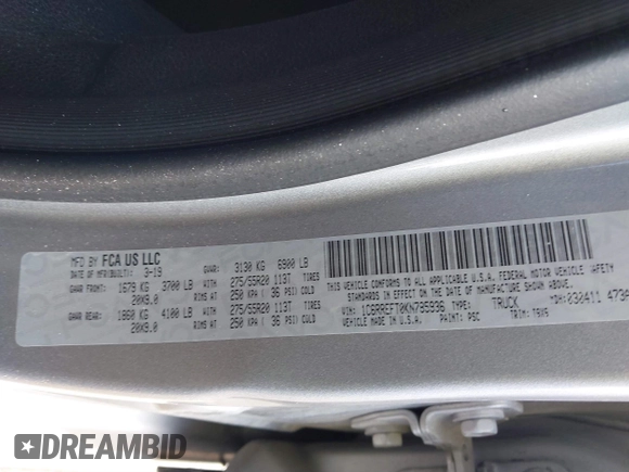 2019 Ram 1500 Big Horn z VIN 1C6RREFT0KN785936, wystawiony jako IAAI lot #41724260 z przebiegiem 71 247 mil mil oraz . Historia ofert i sprzedaży dostępna na DreamBid. Obrazek 9.