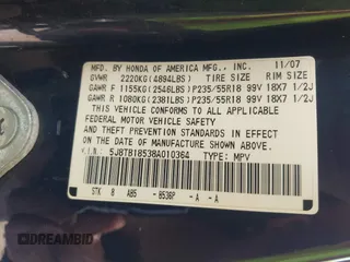 2008 Acura RDX Technology with VIN 5J8TB18538A010364, listed as a IAAI auction lot 41950515 with 163,397 mi miles and . Bid and sale history available at carsss.com. Image 9.