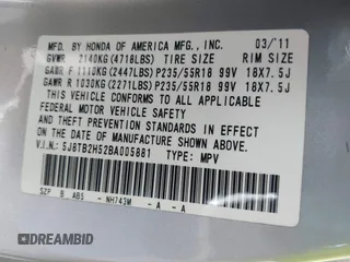2011 Acura RDX Technology with VIN 5J8TB2H52BA005881, listed as a IAAI auction lot 42249038 with 82,924 mi miles and . Bid and sale history available at DreamBid. Image 9.
