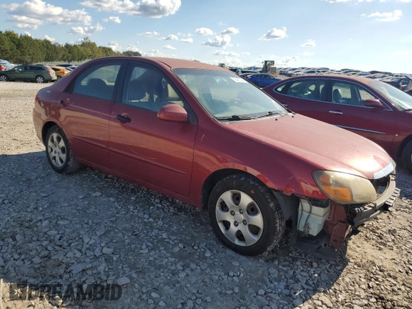 2009 Kia Spectra EX with VIN KNAFE221595630820, listed as a Copart auction lot 72431004 with 136,469 mi miles and Salvage Title. Bid and sale history available at carsss.com. Image 4.