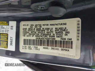 2010 Toyota Corolla with VIN 1NXBU4EE7AZ237289, listed as a IAAI auction lot 41877935 with 198,861 mi miles. Bid and sale history available at carsss.com. Image 9.