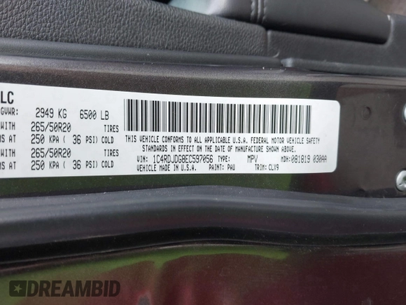 2014 Dodge Durango Limited z VIN 1C4RDJDG8EC597056, wystawiony jako IAAI lot #42116514 z przebiegiem 161 269 mil mil oraz . Historia ofert i sprzedaży dostępna na DreamBid. Obrazek 9.