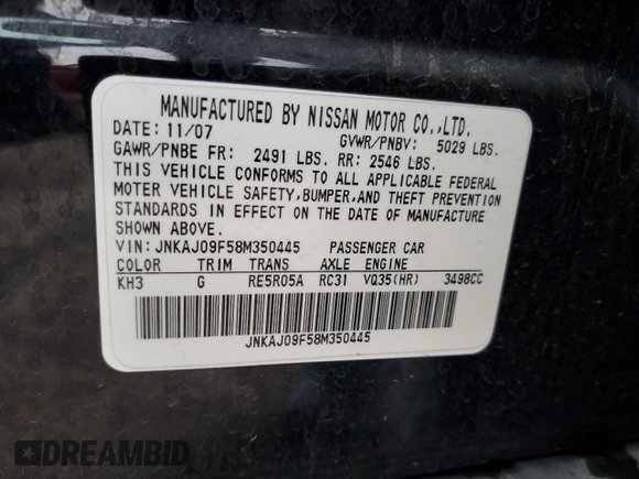 2008 Infiniti EX Journey with VIN JNKAJ09F58M350445, listed as a Copart auction lot 81976584 with 140,682 mi miles and Salvage Title. Bid and sale history available at DreamBid. Image 13.
