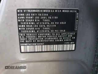2024 Volkswagen Tiguan SE with VIN 3VVMB7AX2RM184367, listed as a Copart auction lot 50731155 with 2,744 mi miles and Salvage title. Bid and sale history available at DreamBid. Image 13.