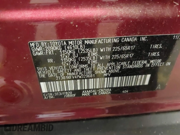 2023 Toyota RAV4 LE z VIN 2T3G1RFV4PW329681, wystawiony jako IAAI lot #41691853 z przebiegiem 12 419 mil mil oraz . Historia ofert i sprzedaży dostępna na DreamBid. Obrazek 9.